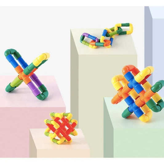 Joc tip Puzzle Constructia Pieselor Multicolore, 120 Piese, ABS