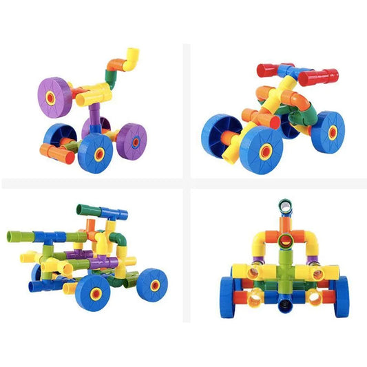 Joc tip Puzzle Constructia Pieselor Multicolore, 120 Piese, ABS