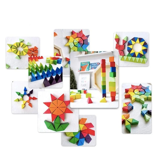 Joc tip Puzzle Cubism Multicolor, 72 Piese, Lemn
