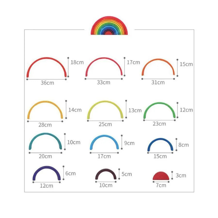 Joc tip Puzzle Curcubeul Multicolor, 12 Piese, Lemn