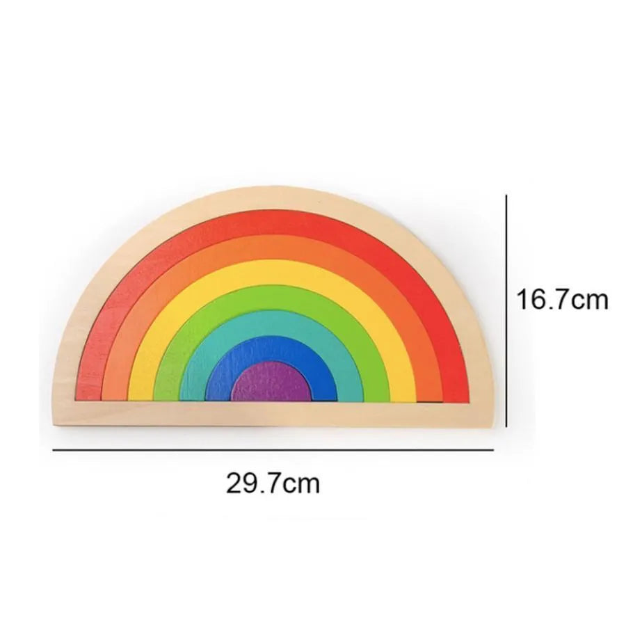 Joc tip Puzzle Curcubeul Multicolor, 8 Piese, Lemn