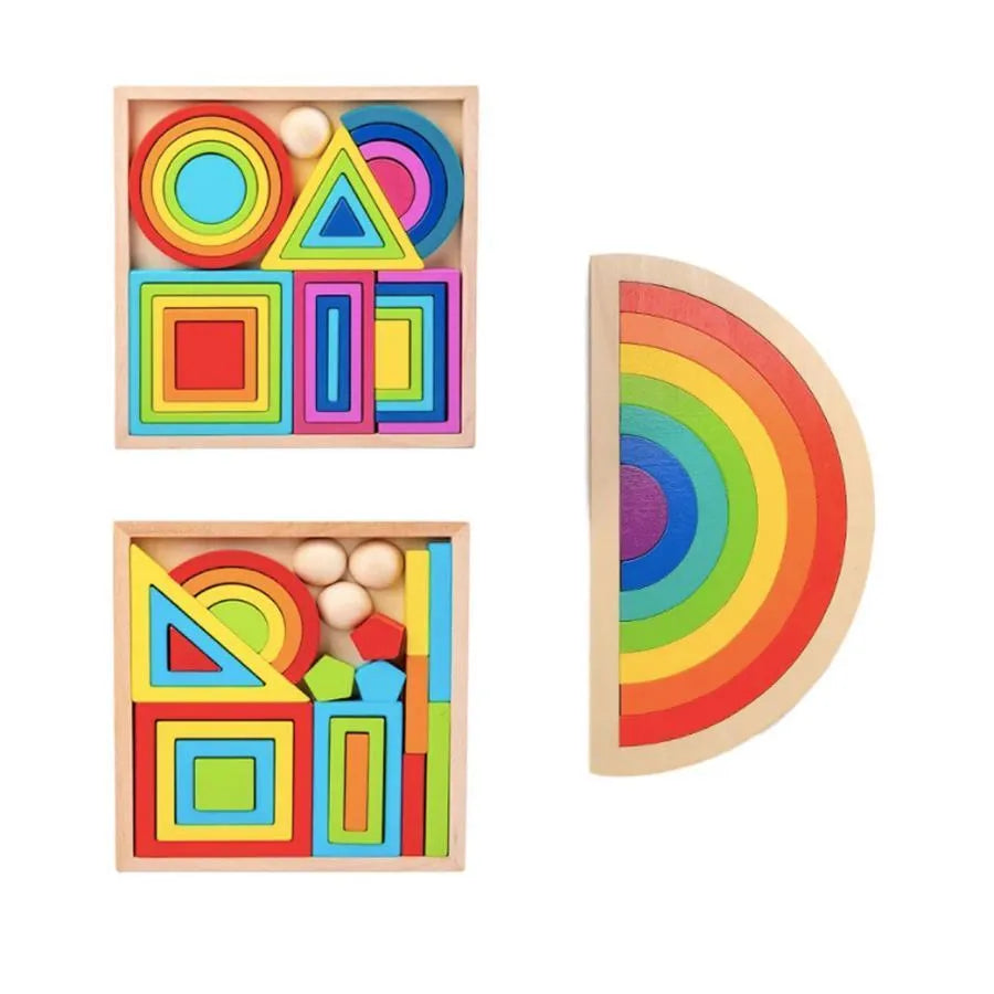 Joc tip Puzzle Curcubeul Multicolor, 8 Piese, Lemn