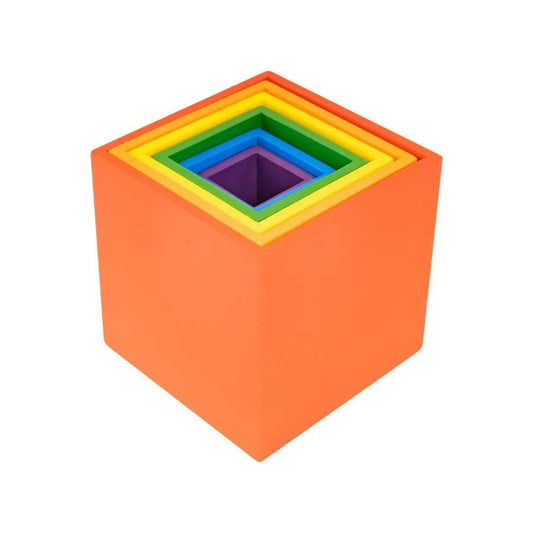 Joc tip Puzzle Curcubeul Patrat, Multicolor, 6 Piese, Lemn