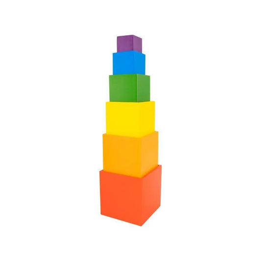 Joc tip Puzzle Curcubeul Patrat, Multicolor, 6 Piese, Lemn