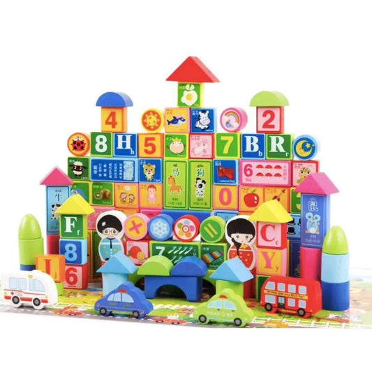 Joc tip Puzzle de Construit Descopera Orasul, Multicolor, Lemn