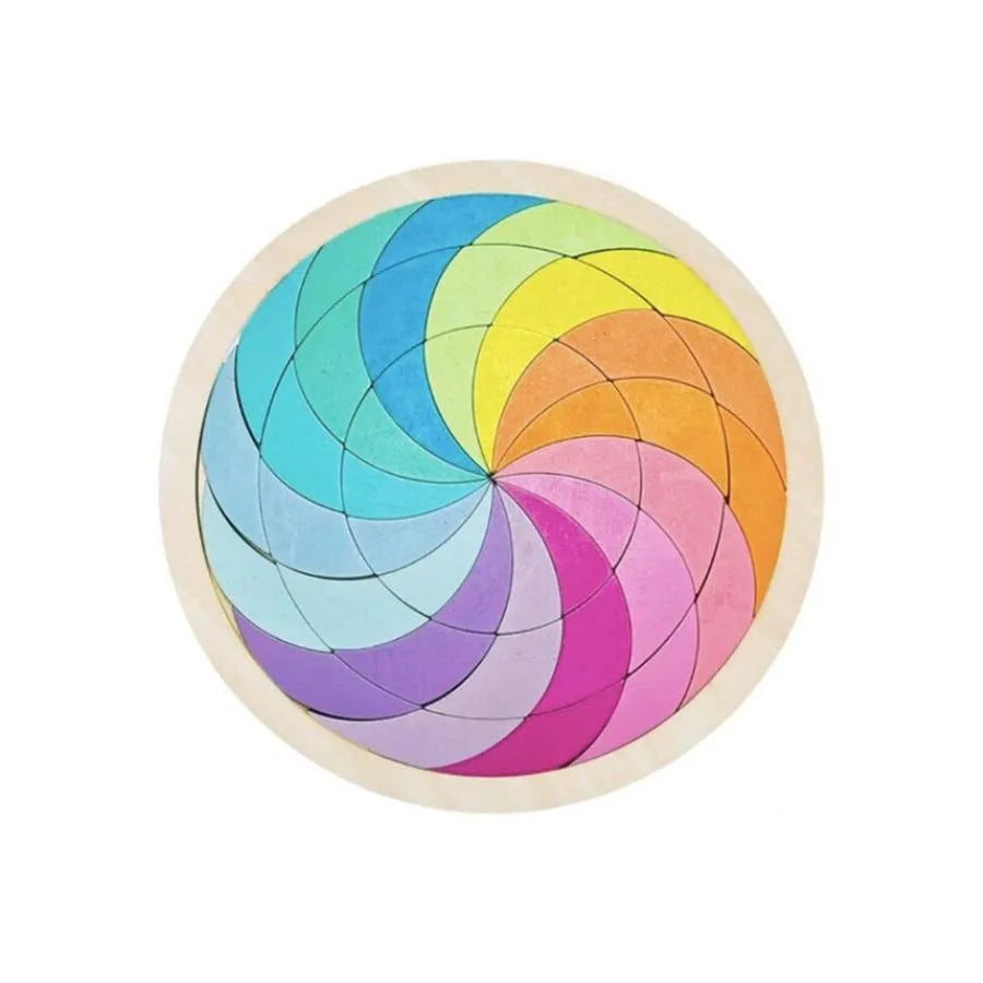Joc tip Puzzle Mandala Multicolora, 45 Piese, Lemn