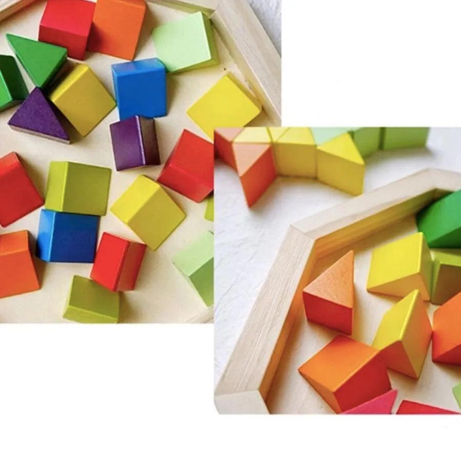 Joc tip Puzzle Mandala Multicolora, 45 Piese, Lemn