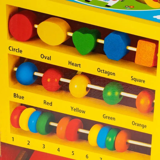 Jucarie de Construit Educativa Montessori Multifunctionala, Multicolor, 35 Piese, Lemn si Plastic