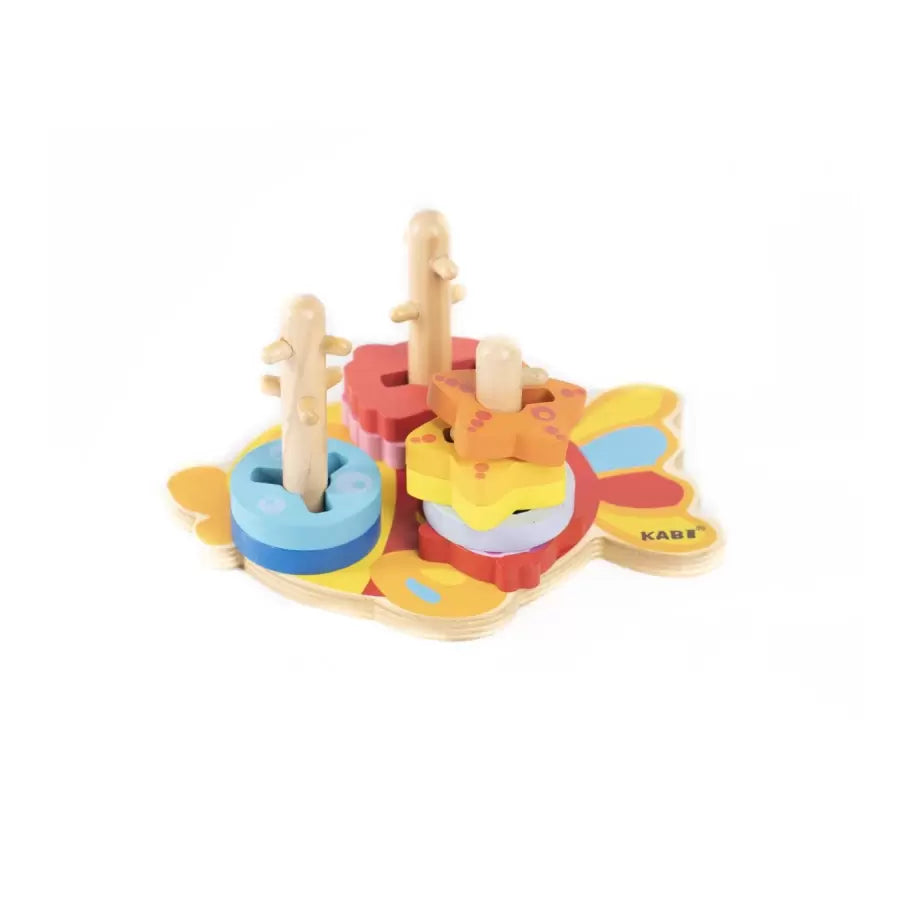 Jucarie Educativa in Forma de Peste, Multicolor, Lemn