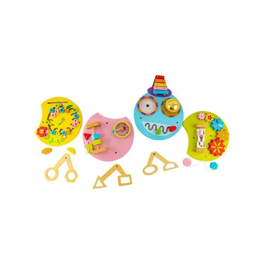 Jucarie Educativa Montessori Multifunctionala in Forma de Omida, 12 Piese, Multicolor, Lemn
