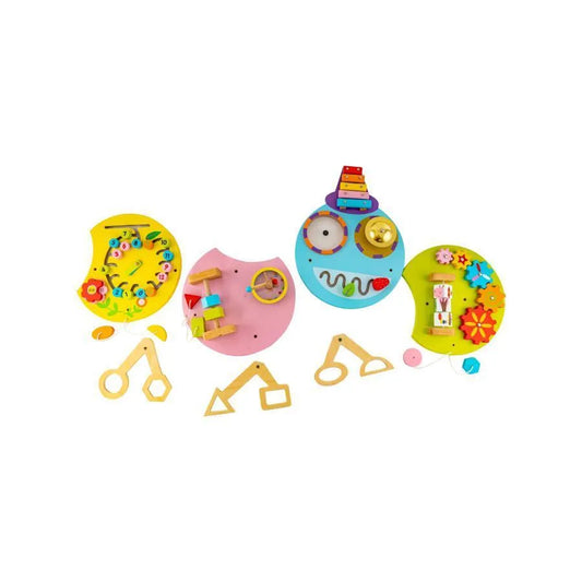 Jucarie Educativa Montessori Multifunctionala in Forma de Omida, 12 Piese, Multicolor, Lemn