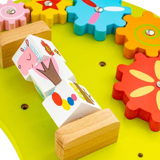 Jucarie Educativa Montessori Multifunctionala in Forma de Omida, 12 Piese, Multicolor, Lemn