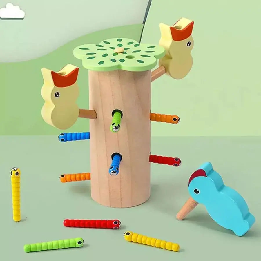 Jucarie Interactiva Multicolor cu Animalute, Lemn