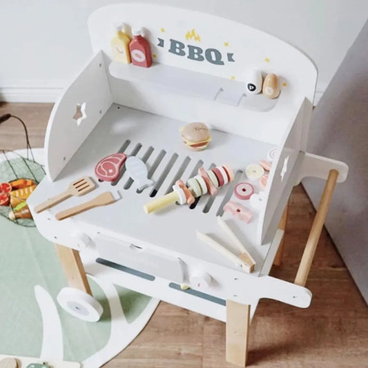 Jucarie tip Gratar din lemn, 52 Piese, Multicolor, Lemn