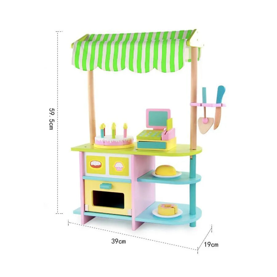 Jucarie tip Standul Micilor Delicii, 40 Piese, Multicolor, Lemn si Textil