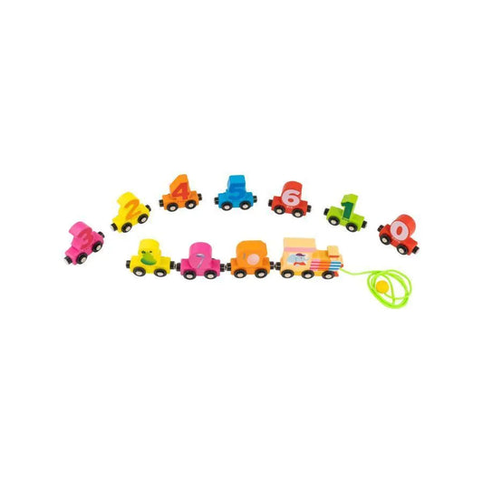 Jucarie tip Trenuletul Magnetic cu Cifre si Diverse Imagini, Multicolor, 27 Piese, Lemn si Plastic
