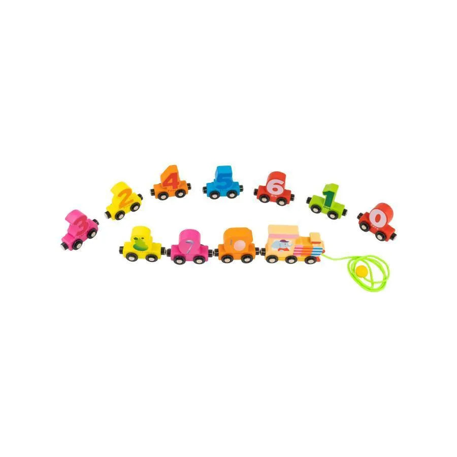 Jucarie tip Trenuletul Magnetic cu Cifre si Diverse Imagini, Multicolor, 27 Piese, Lemn si Plastic