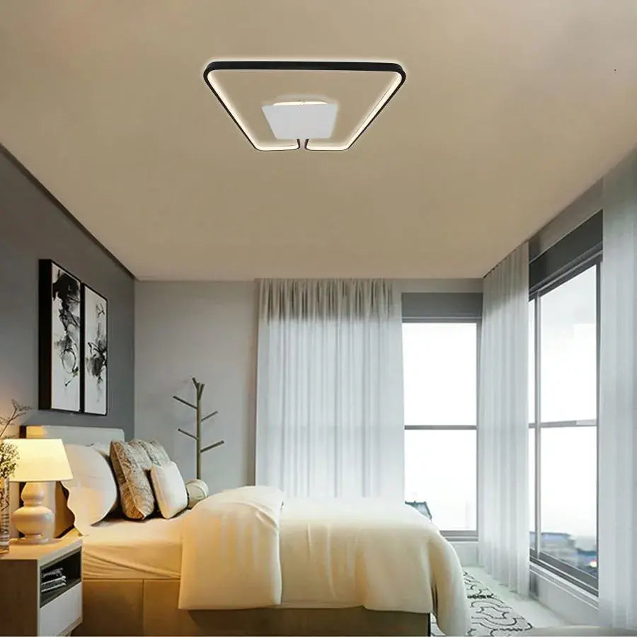 Lustra LED cu telecomanda ANKA, 106W,  lumina Calda/Neutra, Dimabila, Negru