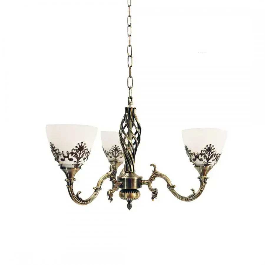 Lustra Rustic COTTAGE, 3*E27, Bronz Antichizat, Metal si Sticla