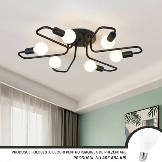 Lustra MODERNIST Hexa 6, 6x E27, Negru, Design Modern