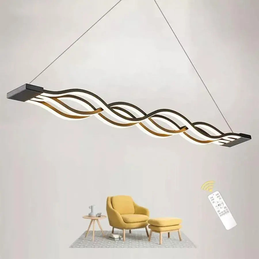 Lustra LED suspendata cu telecomanda WAVE, 76W, 4 Cercuri, lumina Rece/Calda/Neutra, Dimabila, Negru, Inaltime Reglabila