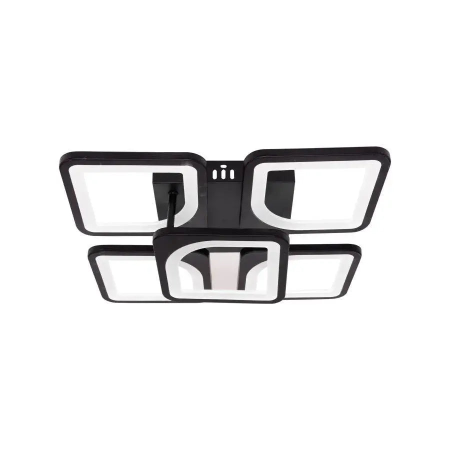 Lustra LED cu telecomanda ZOE 5 Patrate, 68W, Lumina Rece/Calda/Neutra, Dimabila, Negru