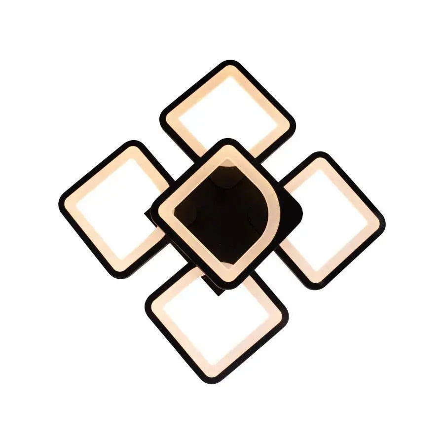 Lustra LED cu telecomanda ZOE 5 Patrate, 68W, Lumina Rece/Calda/Neutra, Dimabila, Negru