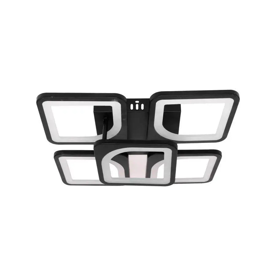 Lustra LED cu telecomanda ZOE 5 Patrate, 68W, Lumina Rece/Calda/Neutra, Dimabila, Negru