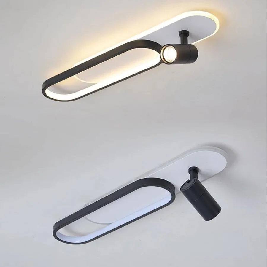 Lustra LED Berta 43W Lumina Rece/Calda/Neutra Proiector Reglabil Acril si Metal Alb si Negru