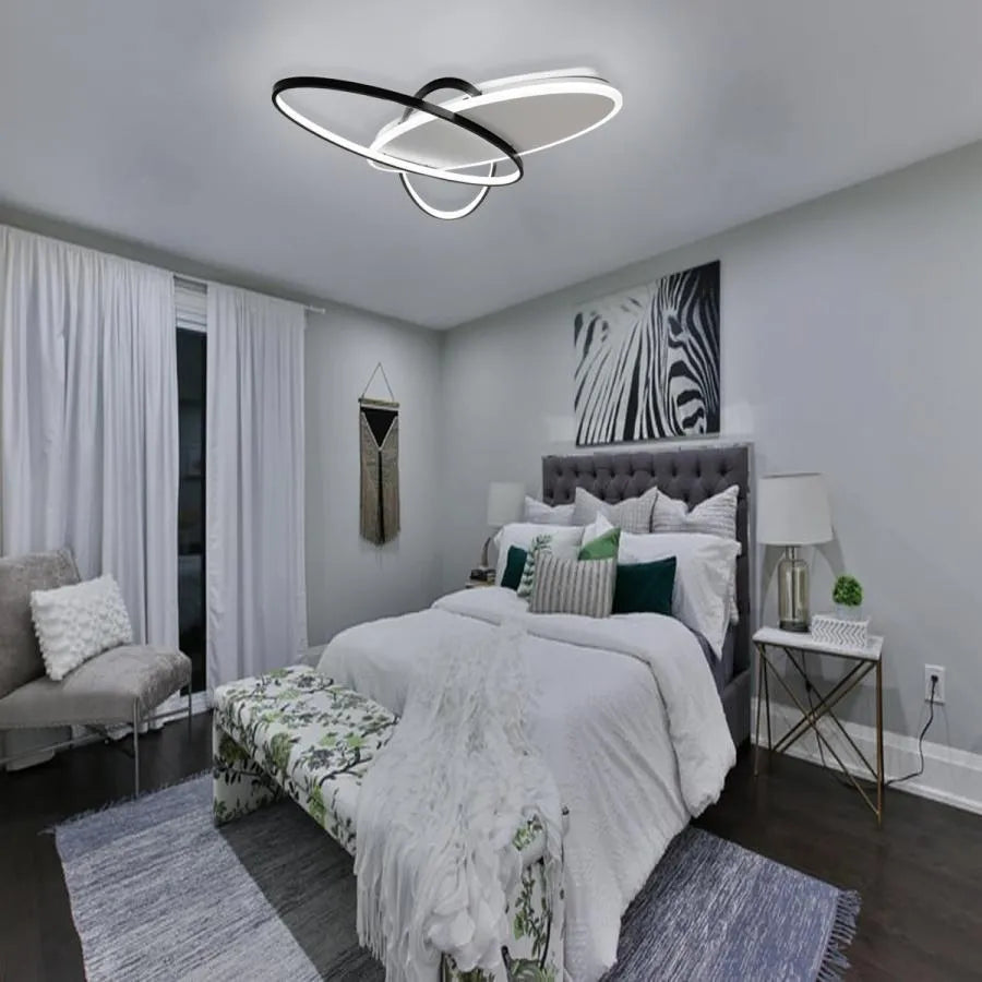 Lustra LED cu telecomanda CAROLINA, 81W, 3 Patrate, lumina Rece/Calda/Neutra, Dimabila, Negru