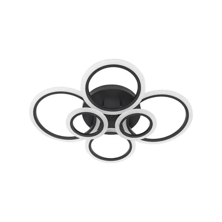 Lustra LED cu telecomanda BETTY, 82W, 6 Cercuri, lumina Rece/Calda/Neutra, Dimabila, Negru