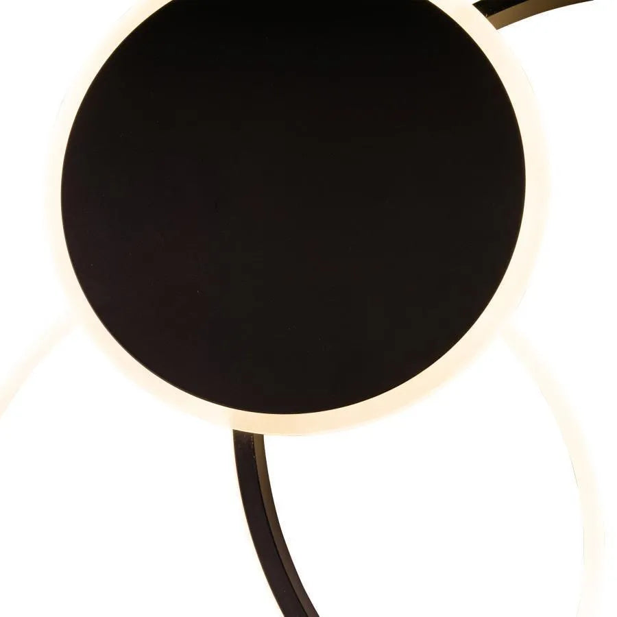 Lustra LED cu telecomanda  CETUS , 82W, 3 Cercuri, lumina Rece/Calda/Neutra, Dimabila, Negru