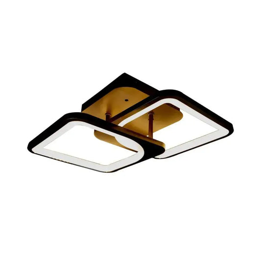 Lustra LED cu Telecomanda, ZOE, 2 Patrate, 39W, Lumina Rece/Calda/Neutra, Dimabila, Negru