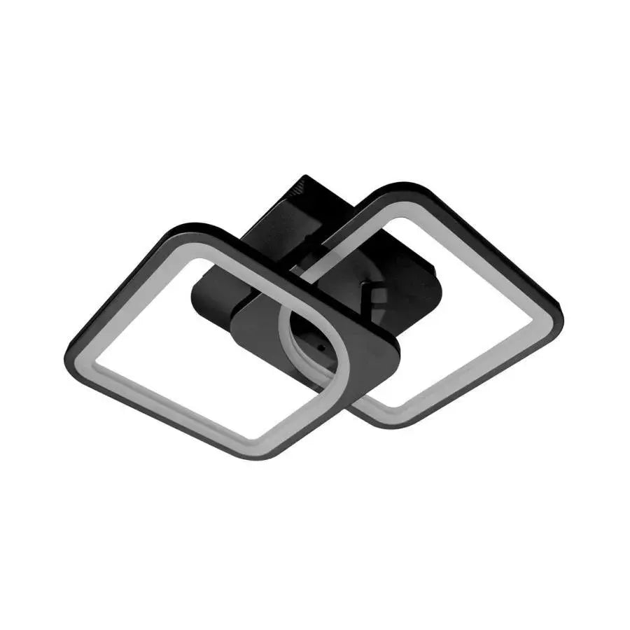 Lustra LED cu Telecomanda, ZOE, 2 Patrate, 39W, Lumina Rece/Calda/Neutra, Dimabila, Negru