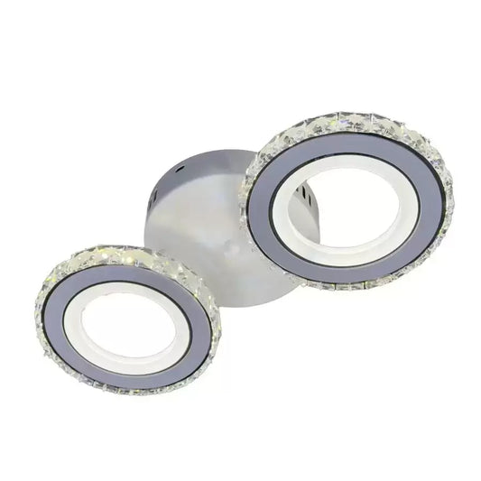 Lustra LED cu telecomanda si cristal NOVA ROTONDA, 29W, 2 Cercuri, lumina Rece/Calda/Neutra, Alb