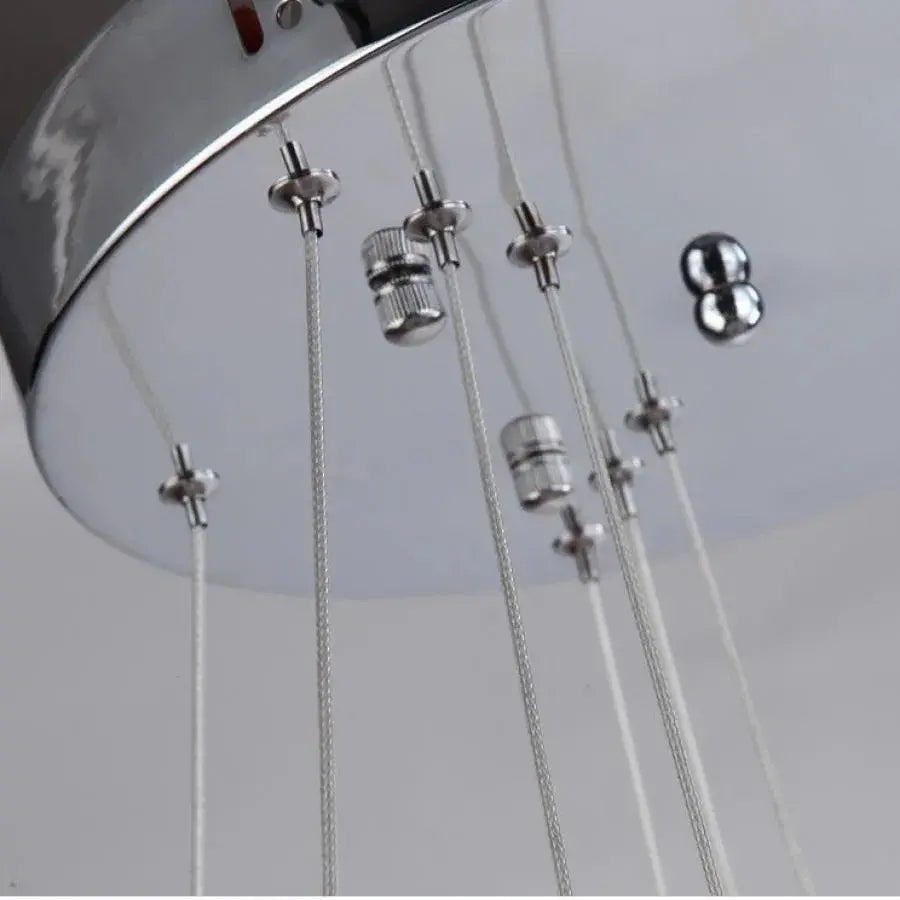 Lustra LED suspendata cu telecomanda si cristal PRISM LUMINIS , 78W, 3 Cercuri, lumina Rece/Calda/Neutra, Dimabila, Argintiu, Inaltime Reglabila