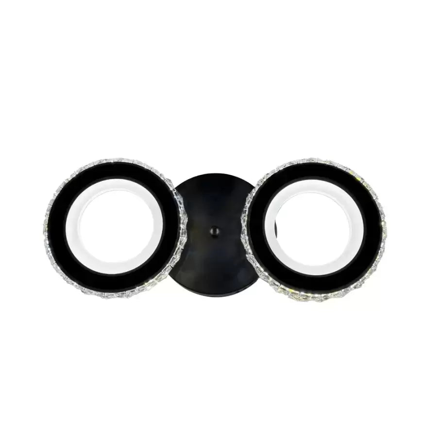 Lustra LED cu telecomanda si cristal NOVA ROTONDA, 29W, 2 Cercuri, lumina Rece/Calda/Neutra, Dimabila, Negru