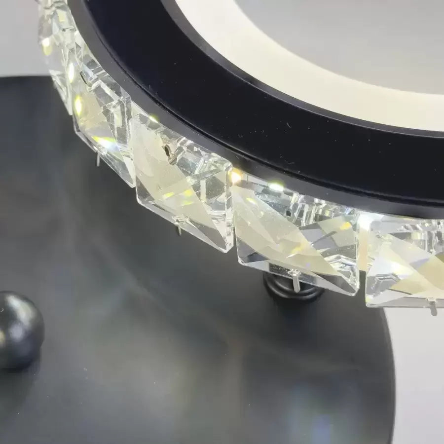 Lustra LED cu telecomanda si cristal NOVA ROTONDA, 29W, 2 Cercuri, lumina Rece/Calda/Neutra, Dimabila, Negru