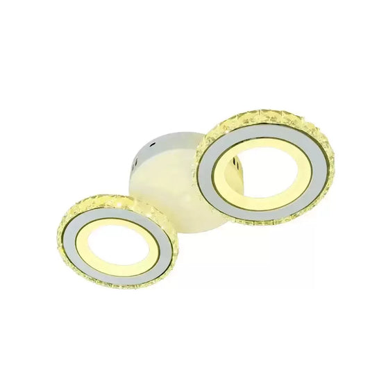 Lustra LED cu telecomanda si cristal NOVA ROTONDA, 29W, 2 Cercuri, lumina Rece/Calda/Neutra, Alb