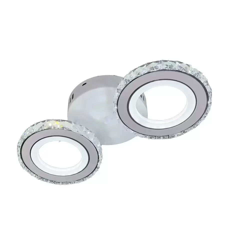 Lustra LED cu telecomanda si cristal NOVA ROTONDA, 29W, 2 Cercuri, lumina Rece/Calda/Neutra, Alb