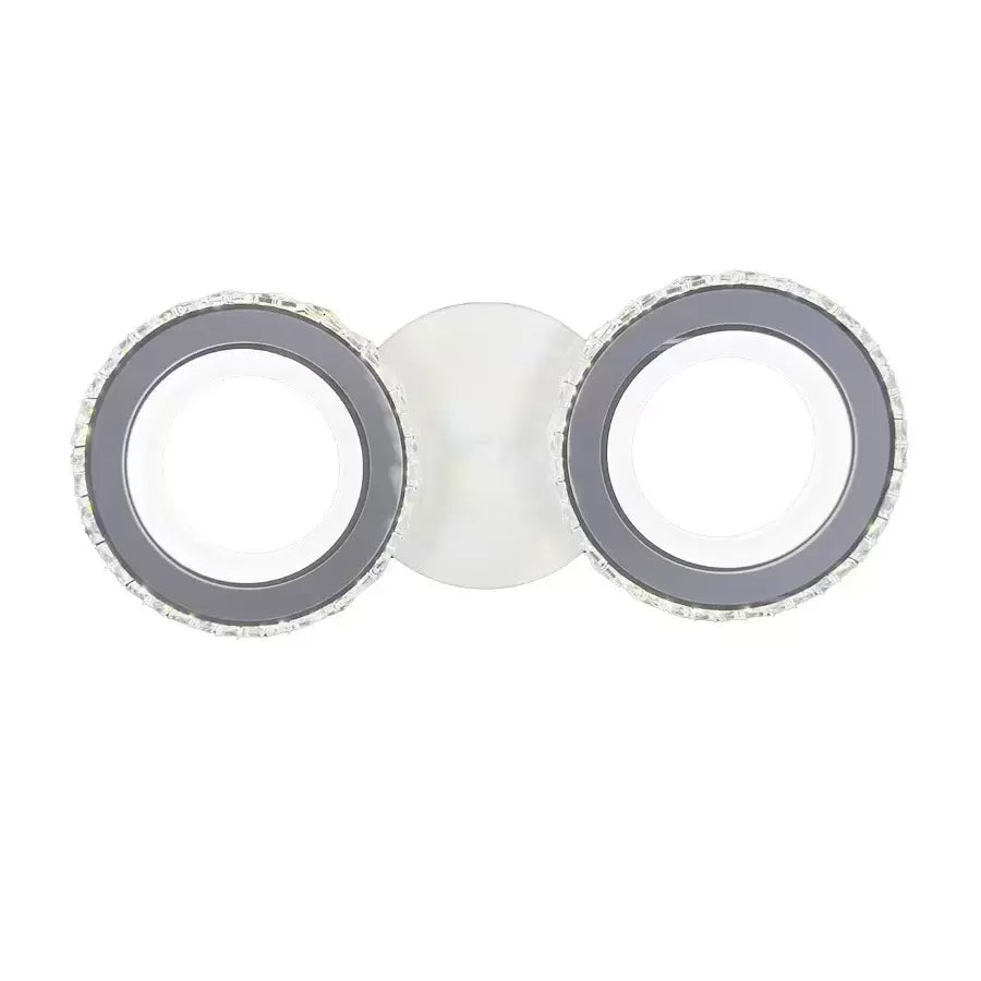 Lustra LED cu telecomanda si cristal NOVA ROTONDA, 29W, 2 Cercuri, lumina Rece/Calda/Neutra, Alb