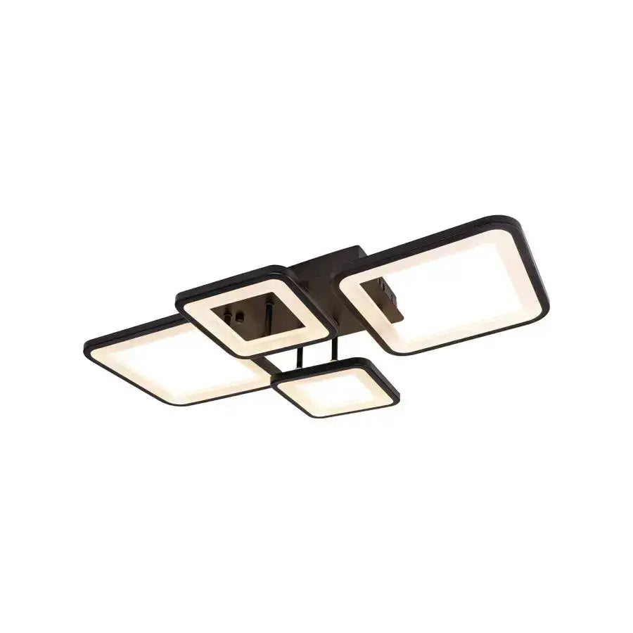 Lustra LED cu Telecomanda, ELLA, 4 Patrate, 85W, Lumina Rece/Calda/Neutra, Dimabila, Negru