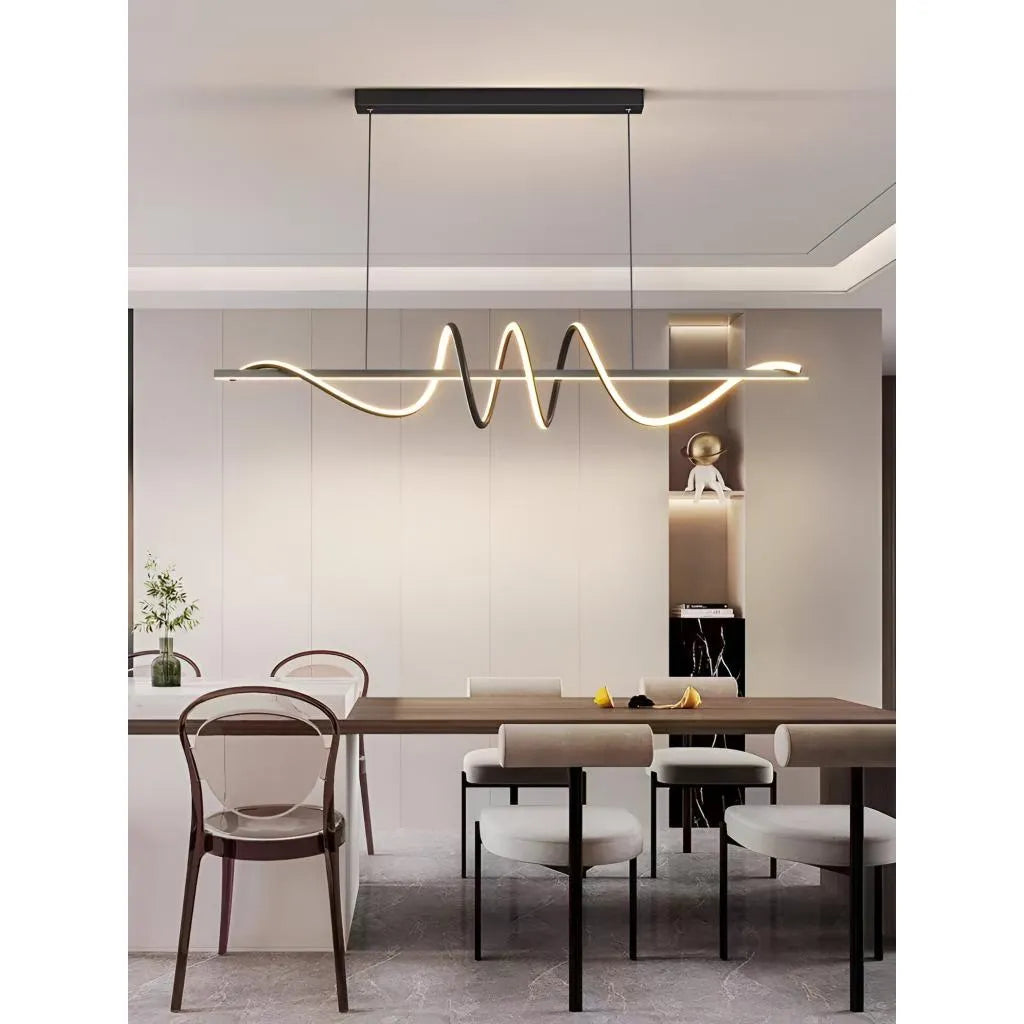 Lustra LED suspendata cu telecomanda RIBBON, 66W, Lumina Rece/Calda/Neutra, Dimabila, Negru, Inaltime Reglabila