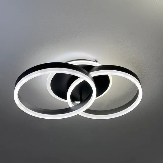 Lustra LED cu telecomanda ELISABETH, 55W, 2 Cercuri, lumina Rece/Calda/Neutra, Dimabila, Negru