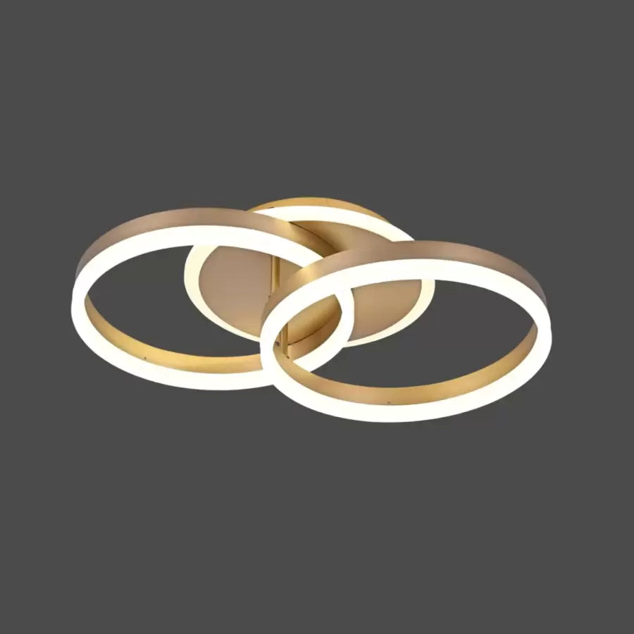 Lustra LED cu telecomanda STEPHANIE, 55W, 2 Cercuri, lumina Rece/Calda/Neutra, Dimabila, Auriu