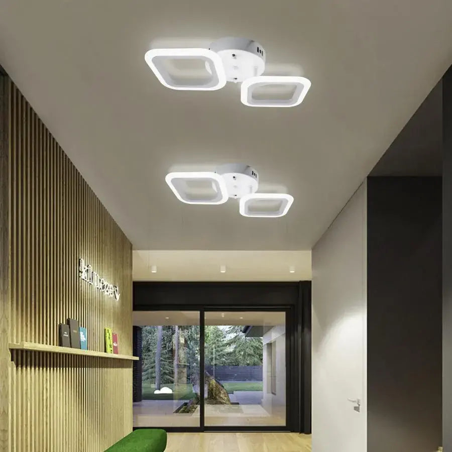 Lustra LED ERIKA, 11W, 2 Patrate, lumina Neutra, Alb