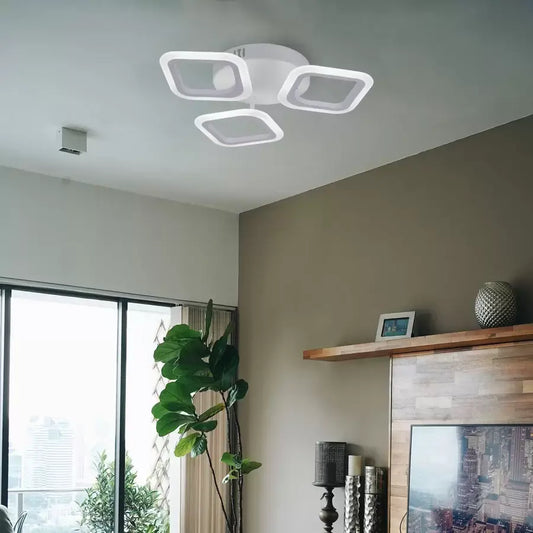 Lustra LED ERIKA, 24W, 3 Patrate, lumina Neutra, Alb