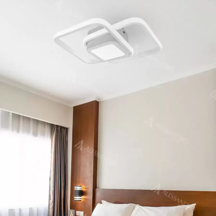 Lustra LED DUOFORM, 36W, 3 Patrate, lumina Rece/Calda/Neutra, Alb