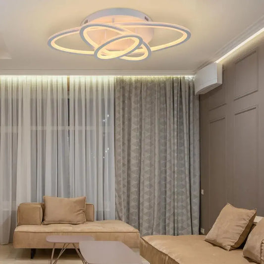 Lustra LED cu telecomanda GENTIANA, 75W, 3 Elipse, lumina Rece/Calda/Neutra, Dimabila, Alb