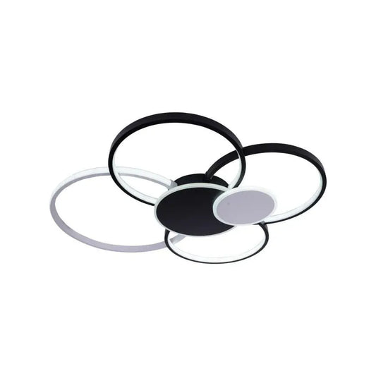 Lustra LED cu telecomanda  LACERTA, 74W, 6 Cercuri, lumina Rece/Calda/Neutra, Dimabila, Negru